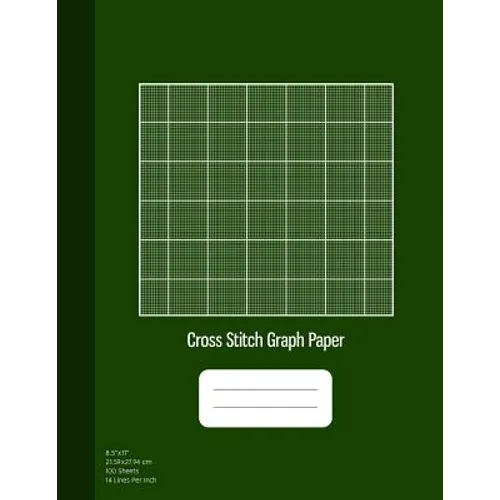 Cross Stitch Graph Paper: 14 Lines Per Inch, Graph Paper for Embroidery and Needlework, 8.5''x11'', 100 Sheets, Green Cover