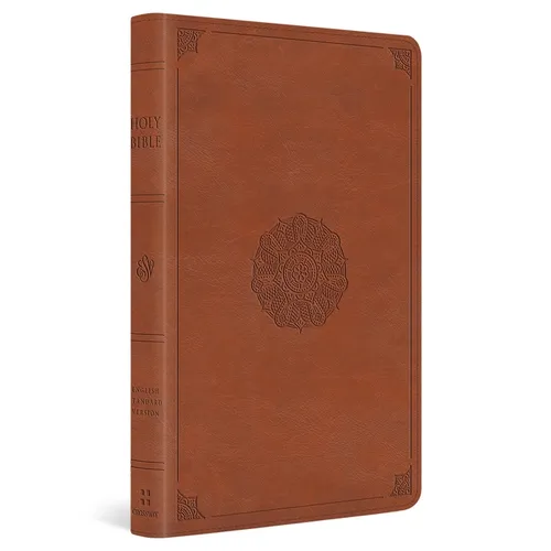 ESV Large Print Thinline Bible (Trutone, English Saddle, Emblem Design)
