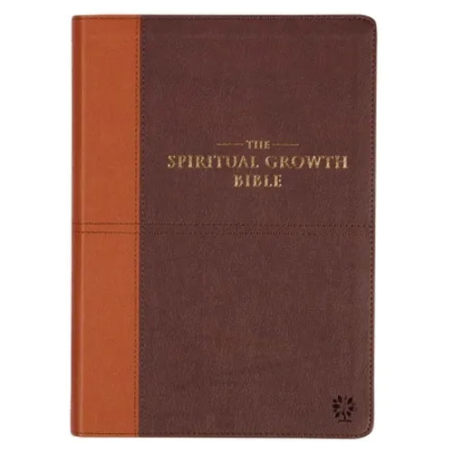 The Spiritual Growth Bible, Study Bible, NLT - New Living Translation Holy Bible, Faux Leather, Chocolate Brown/Ginger