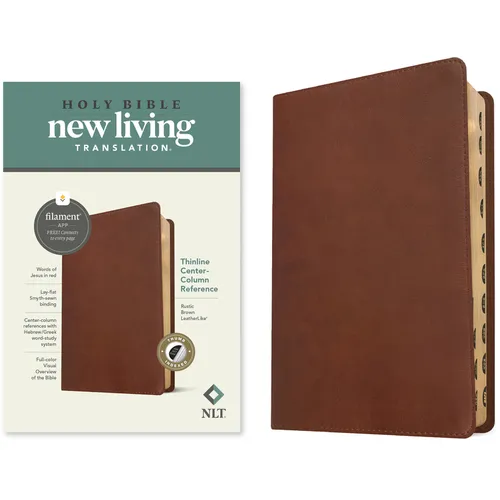 NLT Thinline Center-Column Reference Bible, Filament Enabled (Leatherlike, Rustic Brown, Indexed, Red Letter)