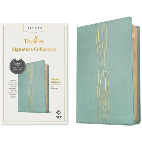 NLT Thinline Reference Bible, Dayspring Signature Collection, Filament Enabled (Leatherlike, Sage, Red Letter)