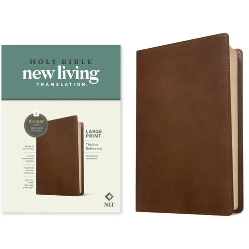 NLT Large Print Thinline Reference Bible, Filament Enabled Edition (Red Letter, Leatherlike, Rustic Brown)