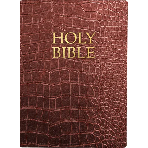 Kjver Holy Bible, Large Print, Walnut Alligator Bonded Leather, Thumb Index