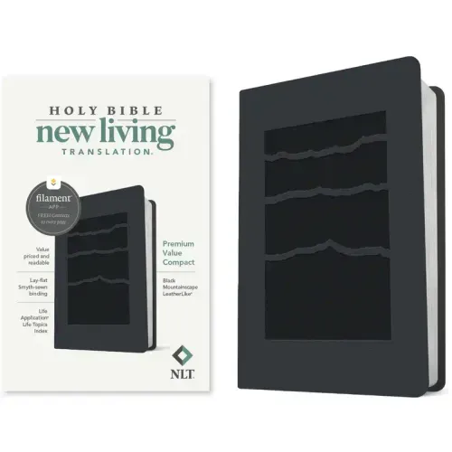 NLT Premium Value Compact Bible, Filament Enabled (Leatherlike, Black Mountainscape)
