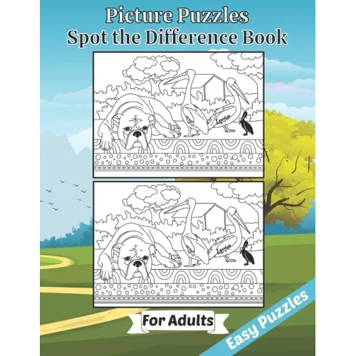 Picture Puzzles Spot the Difference Book for Adults: Easy Puzzles Book of Animals for Adult Brain Fun. Includes Solutions. Large Print Edition