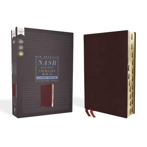 Nasb, Thinline Bible, Large Print, Bonded Leather, Burgundy, Red Letter Edition, 1995 Text, Thumb Indexed, Comfort Print