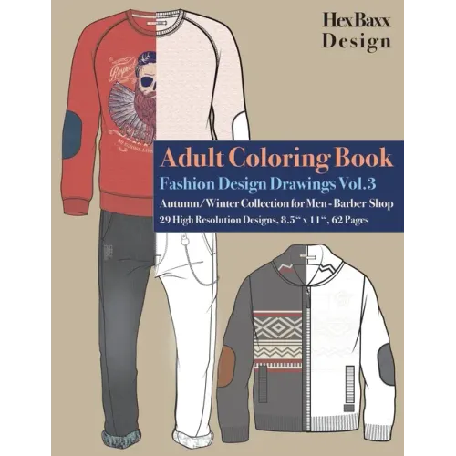 Adult Coloring Book Fashion Design Drawings: Autumn/Winter Collection for Men - Barber Shop - 29 High Resolution Designs