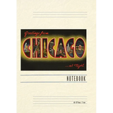 Vintage Lined Notebook Greetings from Chicago at Night