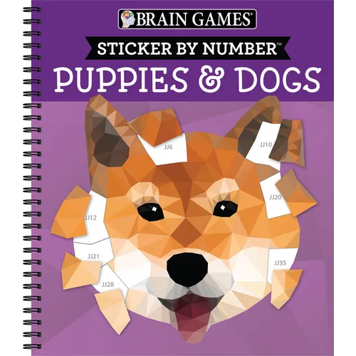 Brain Games - Sticker by Number: Puppies & Dogs - 2 Books in 1 (42 Images to Sticker)