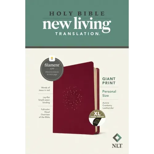 NLT Personal Size Giant Print Bible, Filament Enabled (Leatherlike, Aurora Cranberry, Indexed, Red Letter)