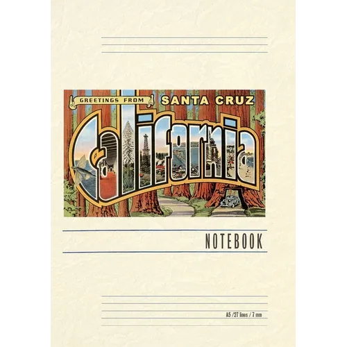 Vintage Lined Notebook Greetings from Santa Cruz, California, Redwoods