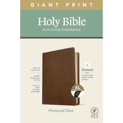 NLT Personal Size Giant Print Bible, Filament Enabled Edition (Red Letter, Leatherlike, Rustic Brown, Indexed)