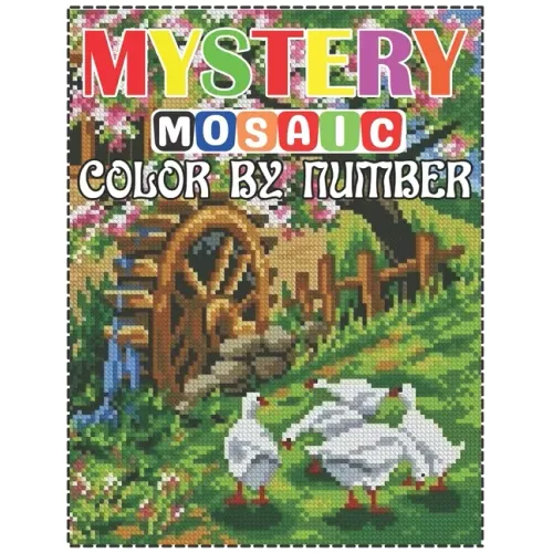 Mystery Mosaic Color By Number: Large Print landscape Adult Coloring Book Intricate Pixel Color By Number