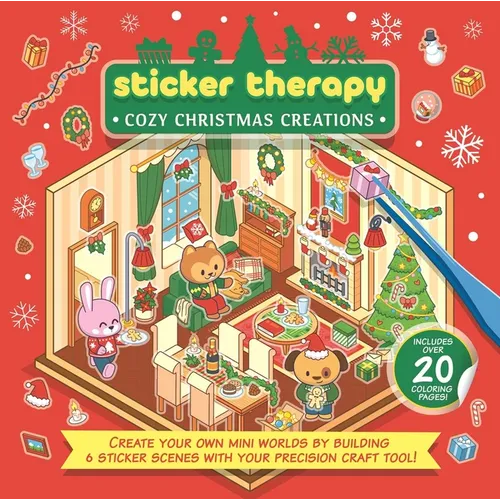 Sticker Therapy: Cozy Christmas Creations: Create Your Own Mini Worlds by Building 6 Sticker Scenes with Your Precision Craft Tool