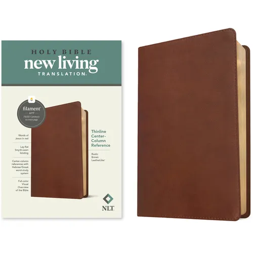 NLT Thinline Center-Column Reference Bible, Filament Enabled (Leatherlike, Rustic Brown, Red Letter)