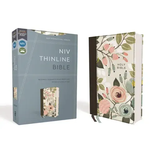Niv, Thinline Bible, Cloth Over Board, Floral, Red Letter Edition, Comfort Print