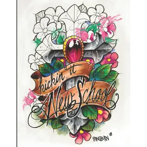 Kickin it New School: An adult coloring book of illustrative tattoo designs