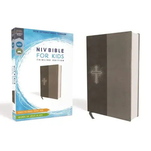 Niv, Bible for Kids, Leathersoft, Gray, Red Letter, Comfort Print: Thinline Edition