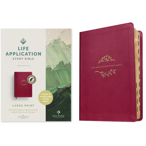 NLT Life Application Study Bible, Third Edition, Large Print (Red Letter, Leatherlike, Berry, Indexed)