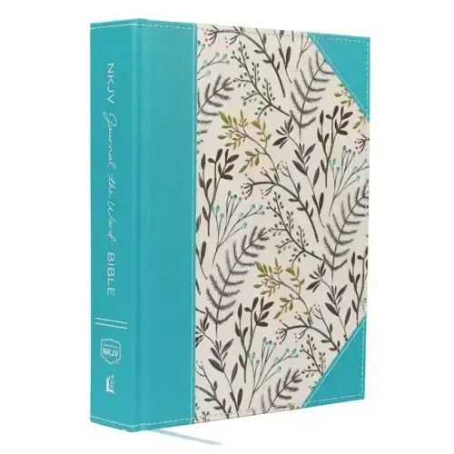 NKJV, Journal the Word Bible, Large Print, Blue Floral Cloth, Red Letter Edition: Reflect, Journal, or Create Art Next to Your Favorite Verses