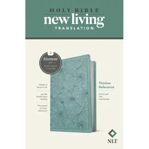 NLT Thinline Reference Bible, Filament Enabled (Leatherlike, Floral Leaf Teal, Red Letter)