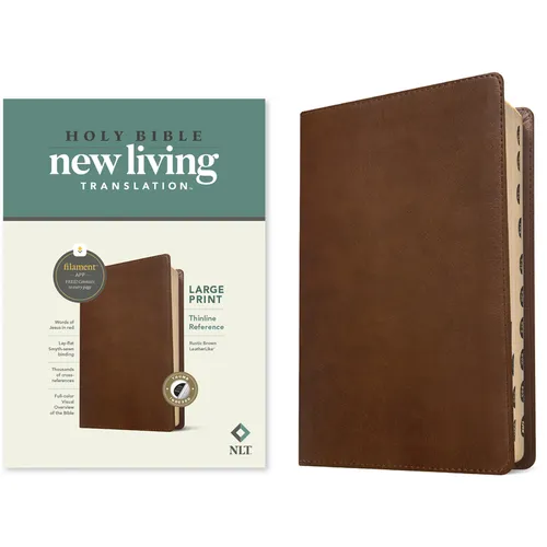 NLT Large Print Thinline Reference Bible, Filament Enabled Edition (Red Letter, Leatherlike, Rustic Brown, Indexed)