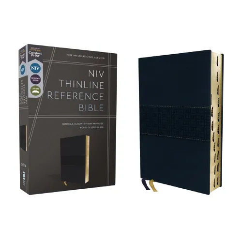 Niv, Thinline Reference Bible (Deep Study at a Portable Size), Leathersoft, Navy, Red Letter, Thumb Indexed, Comfort Print