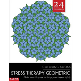 Stress Therapy Geometric Coloring Books: Stress relief coloring books for adults with 24 Stunning Geometric Grayscale Images - Paperback
